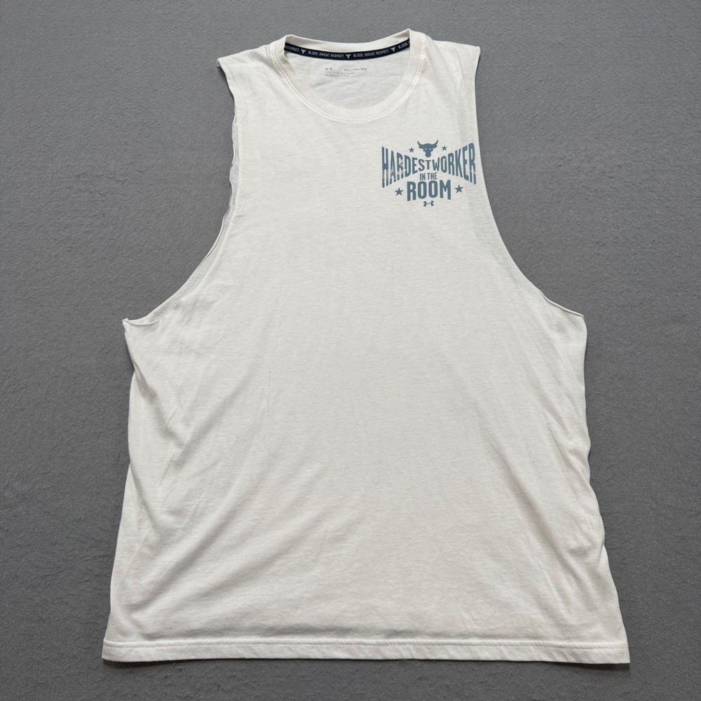 Under Armour Muscle Tank Men's 2XL Hardest Worker In The Room Project Rock